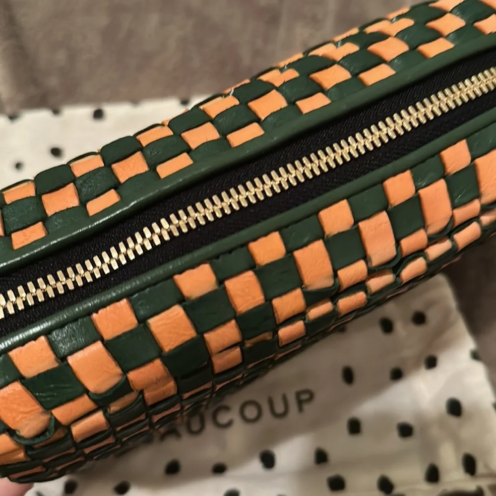 Clare V Woven Green and Tan Crossbody Bag - Picture 4 of 6